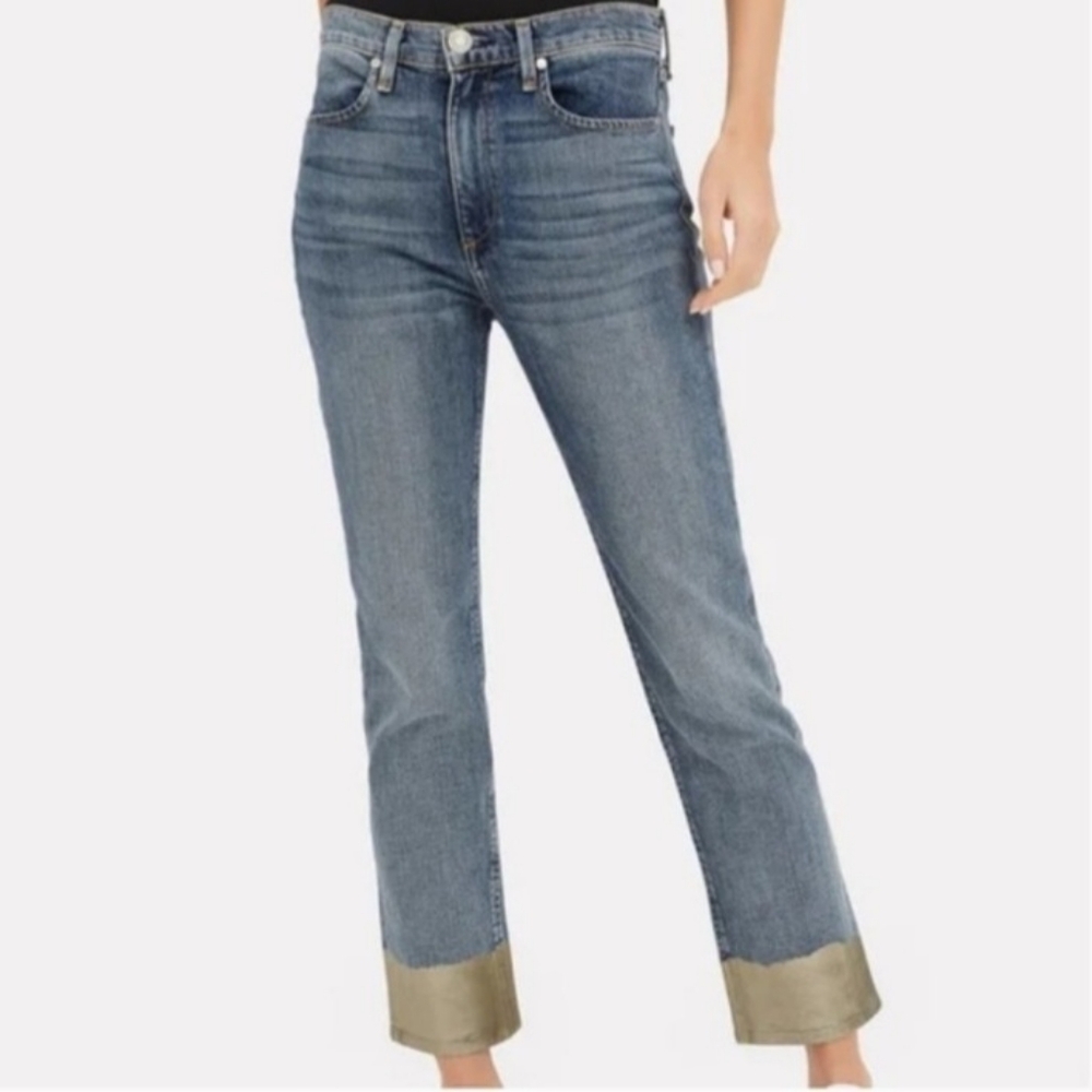 Rag & Bone Metallic Hem Ankle Cigarette Jeans 30